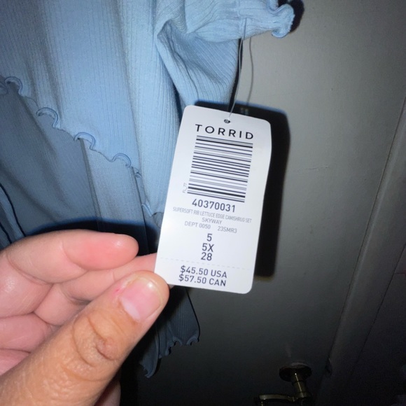 Torrid Supersoft Rib Lettuce Edge Cami Shrug Set - Picture 4 of 4